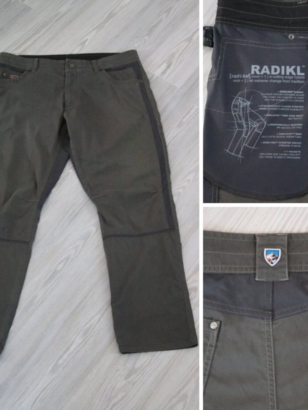 KUHL RADIKL Performance Hiking Pants Men's Charcoal Outdoors Utility Size 36x30